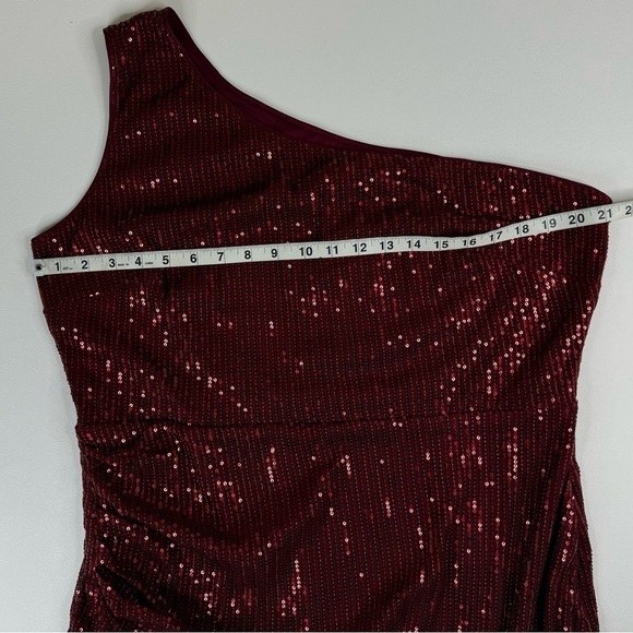 NWT Grace Karin Burgundy One Shoulder Sequin Tulip Hem Dress Womens 2XL - Picture 6 of 9
